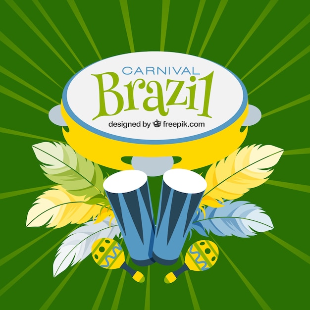 Gratis vector brazilië carnaval achtergrond in groene tinten