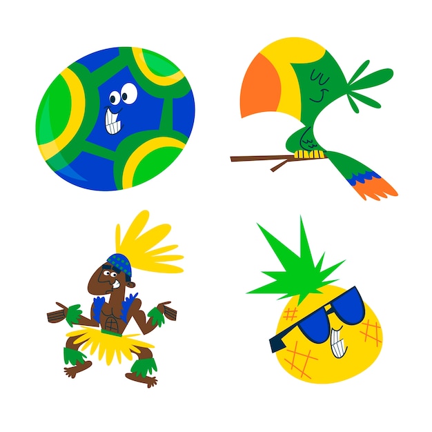 Gratis vector brazilië carnaval stickerset