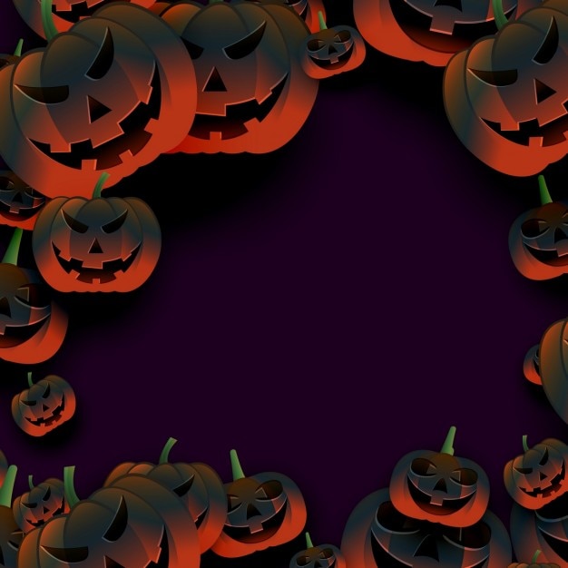 Gratis vector breepy halloween pompoen frame op een donkere achtergrond