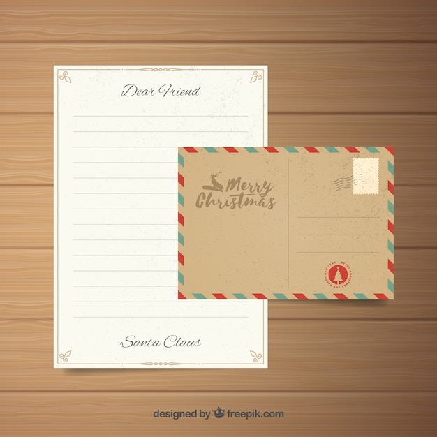 Gratis vector brief in een envelop vintage sjabloon