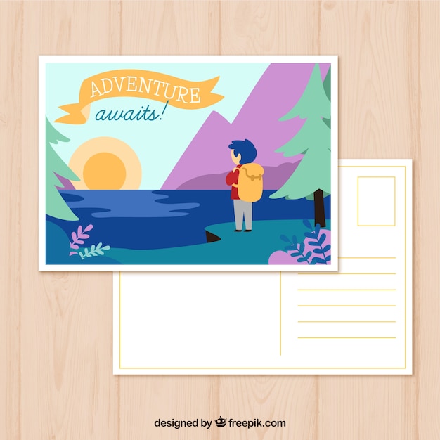 Gratis vector briefkaart met bestemming reizen