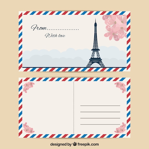 Gratis vector briefkaartsjabloon reizen in vintage stijl