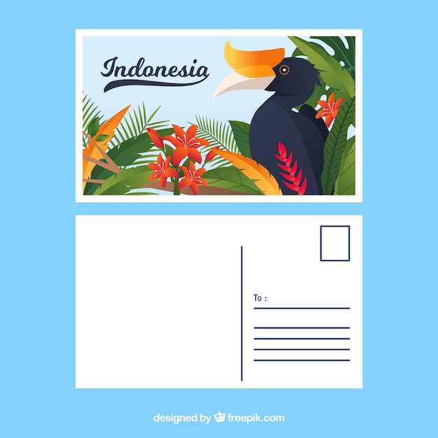 Gratis vector briefkaartsjabloon reizen in vlakke stijl