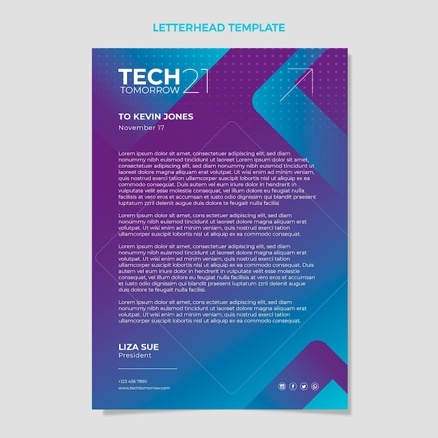 Gratis vector briefpapier met halftoontechnologie met kleurovergang