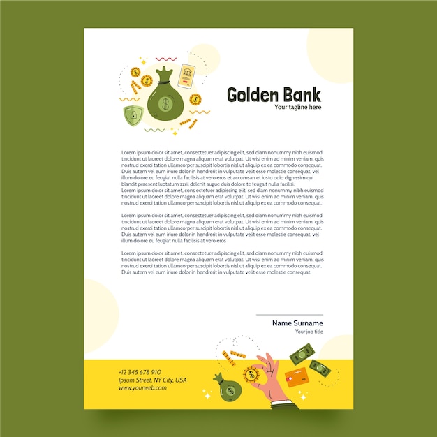 Gratis vector briefpapiersjabloon voor bank en financiën