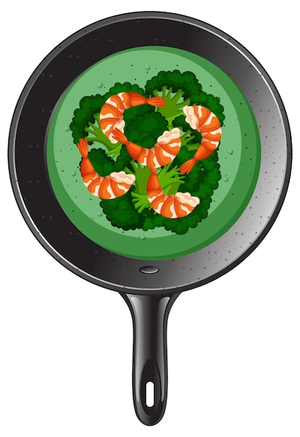 Gratis vector broccoli-garnalensoep in een pan