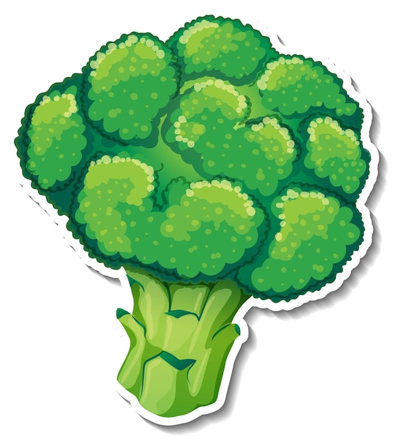 Gratis vector broccolisticker op witte achtergrond