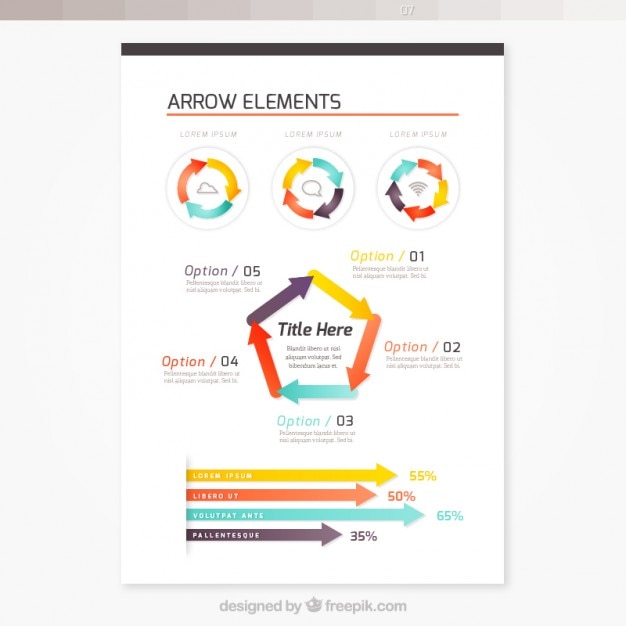 Gratis vector brochure met pijl elementen infographic