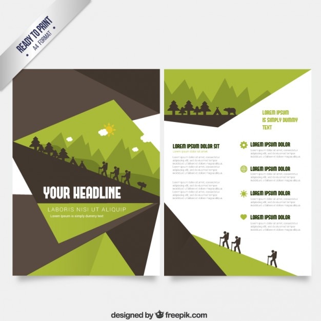 Gratis vector brochure sjabloon in groene en bruine tinten