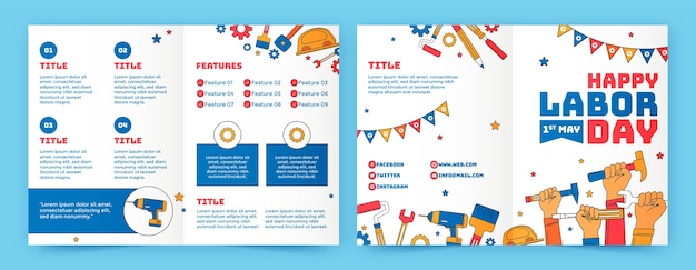 Gratis vector brochure sjabloon voor de viering van de dag van de arbeid op 1 mei