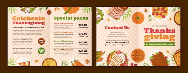Gratis vector brochure sjabloon voor thanksgiving-viering