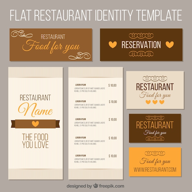 Gratis vector brown corporate identity voor een restaurant