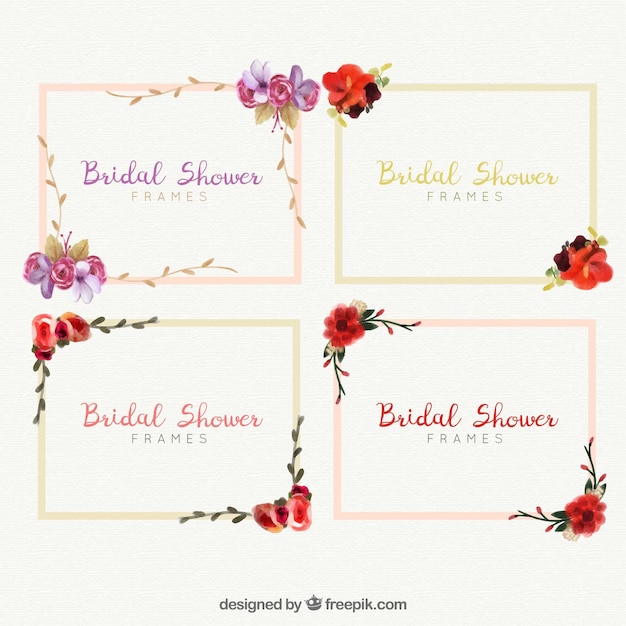 Bruids douche frames met aquarel bloemen