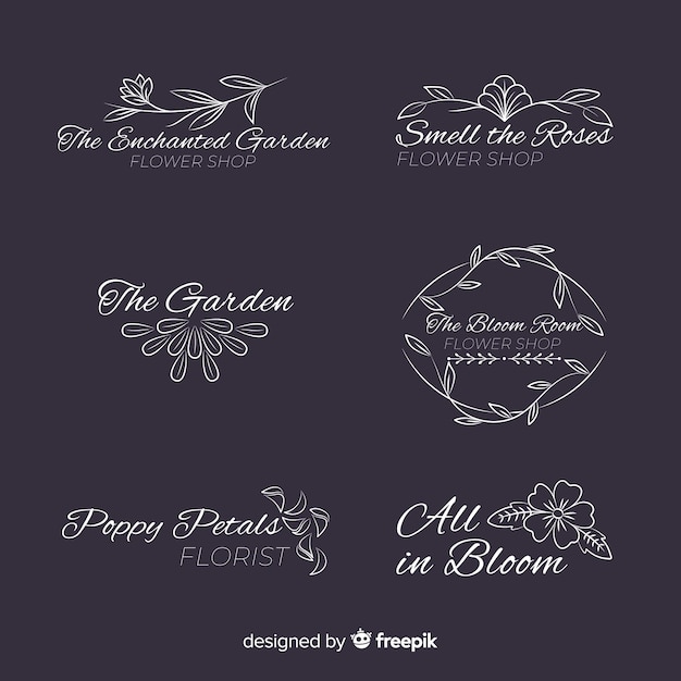 Gratis vector bruiloft bloemist logo sjabloon collectie