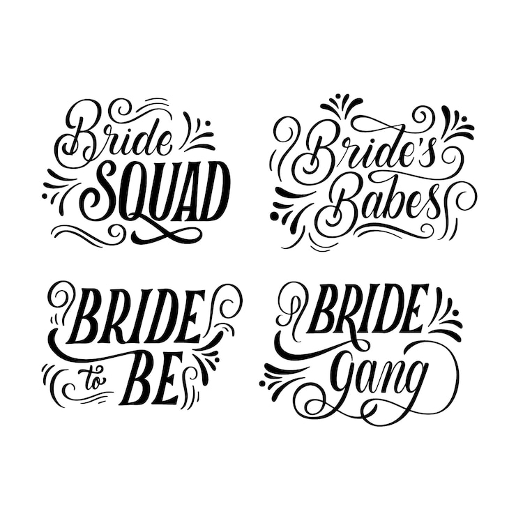 Gratis Vector bruiloft bruids belettering ontwerpset