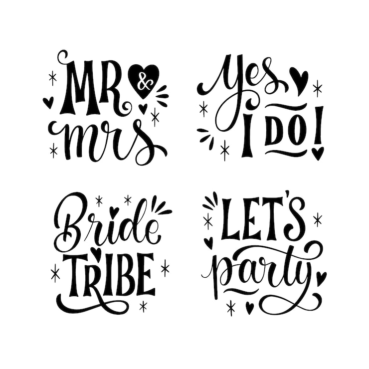 Gratis Vector bruiloft bruids belettering ontwerpset