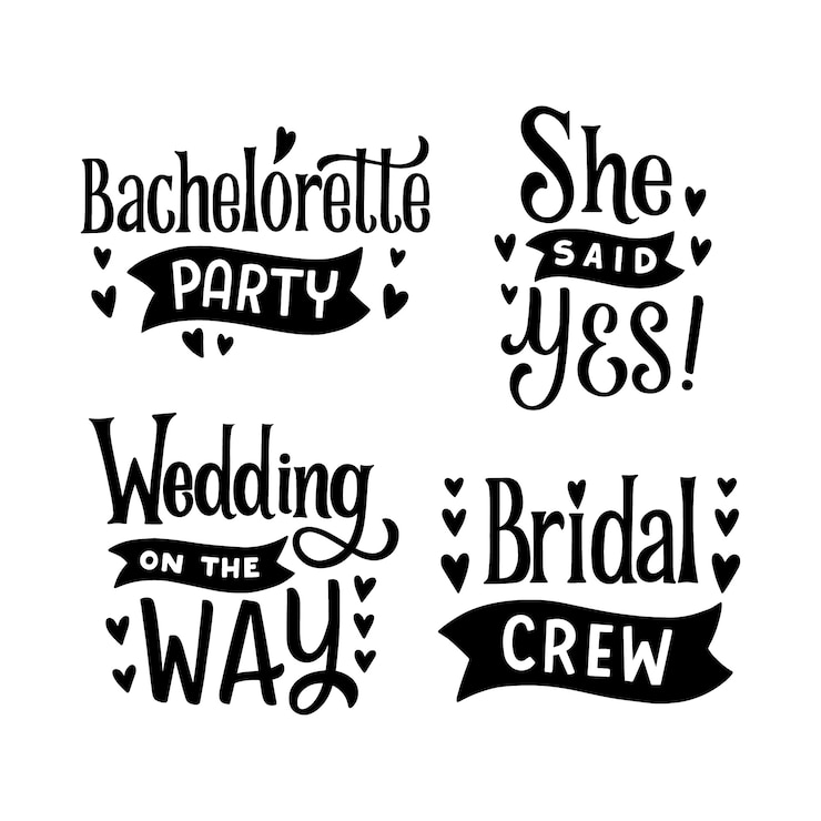 Gratis Vector bruiloft bruids belettering ontwerpset