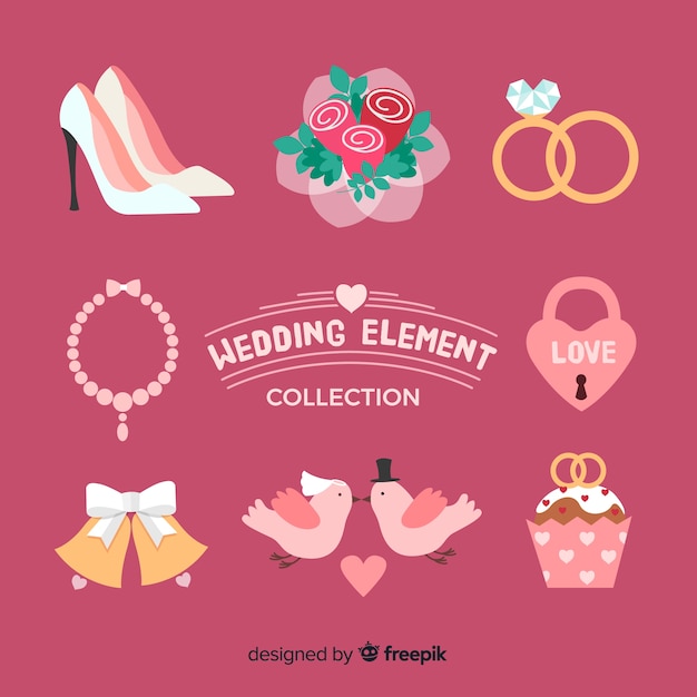Gratis vector bruiloft element collectie