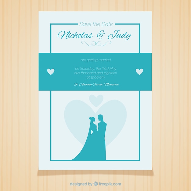 Bruiloft kaart blauw ontwerp