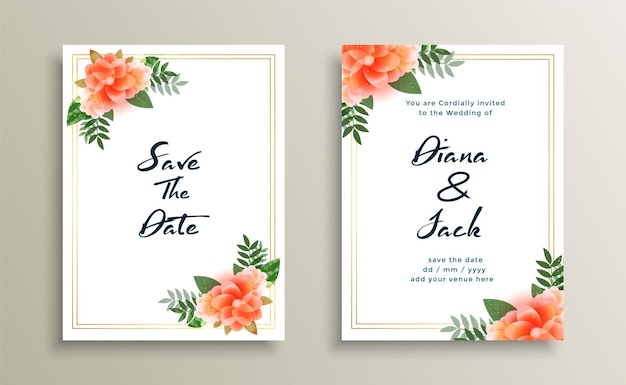 Bruiloft kaart uitnodiging ontwerp met bloemdecoratie
