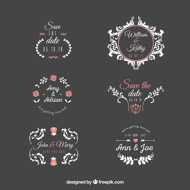 Gratis vector bruiloft label set