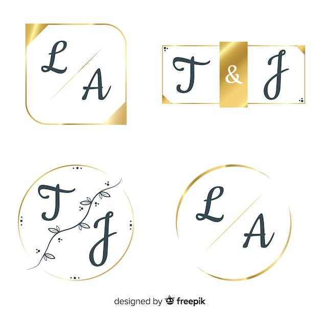 Gratis vector bruiloft monogram logo sjabloon collectie