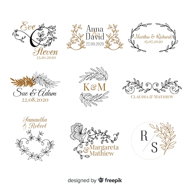 Bruiloft monogram logo templates-collectie