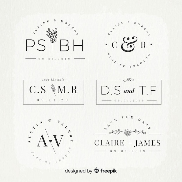 Bruiloft monogram logo templates-collectie