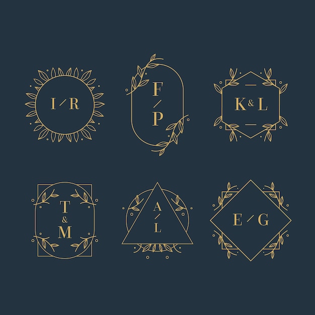 Gratis vector bruiloft monogrammen elegante stijl