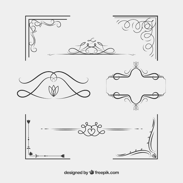 Gratis vector bruiloft ornamenten in platte ontwerp