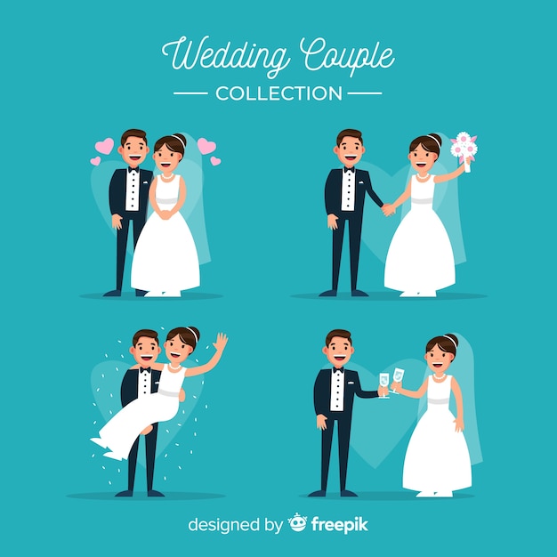 Gratis vector bruiloft paar collectie