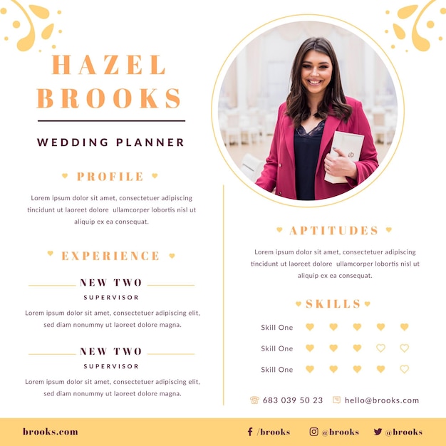 Bruiloft planner CV-sjabloon met foto