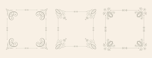 Gratis vector bruiloft stijl floral frame grenzen decoratieve set