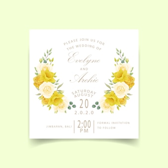Bruiloft uitnodiging bloemen rozen en narcissen