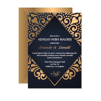 Bruiloft uitnodiging kaartsjabloon met etnische stijl, oosterse design