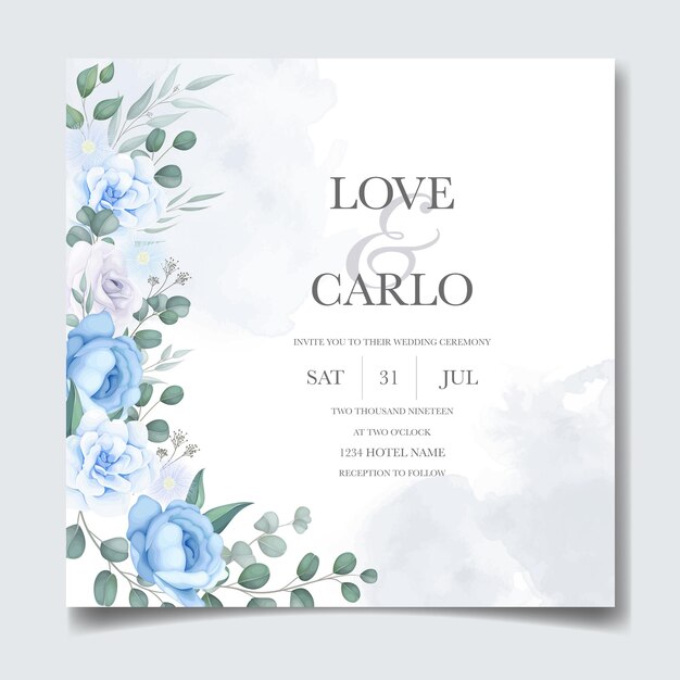 Bruiloft uitnodigingskaart met mooie hand tekenen bloemen