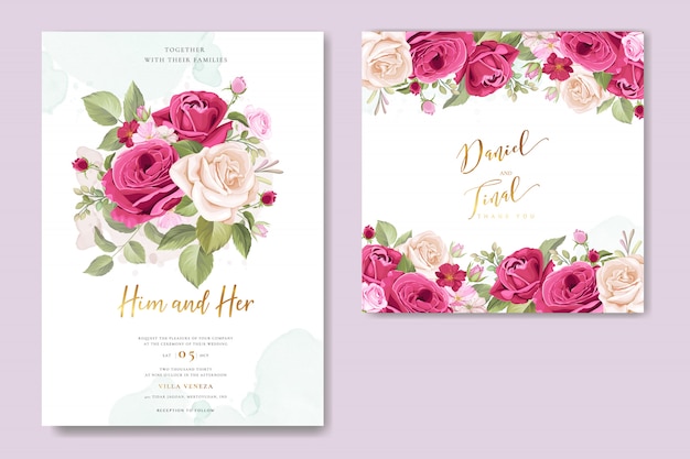 Bruiloft uitnodigingskaart met mooie rozen