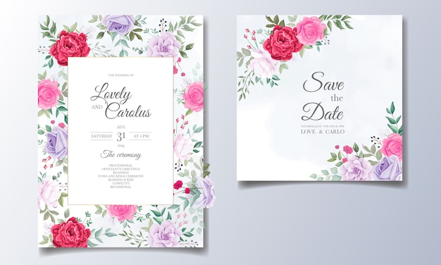 Bruiloft uitnodigingskaart met prachtige bloeiende bloemen
