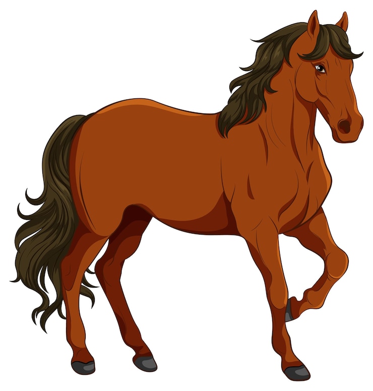 Gratis Vector bruin paard cartoon geïsoleerd