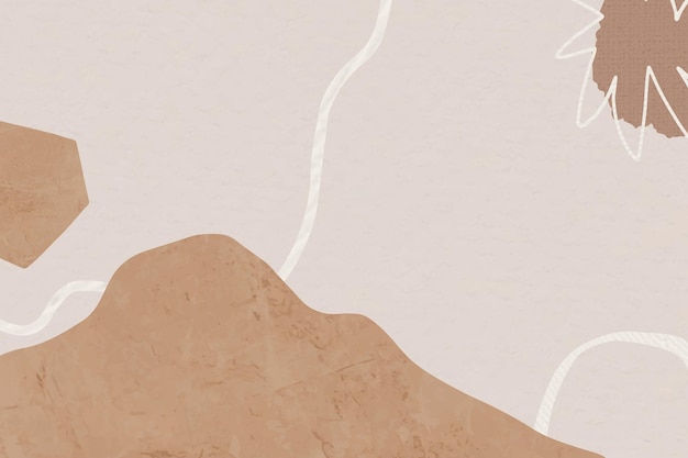 Bruine achtergrond met abstracte memphis bergillustratie in aardetint
