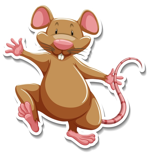 Bruine muis stripfiguur sticker
