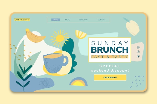 Gratis vector brunch-bestemmingspagina-sjabloon