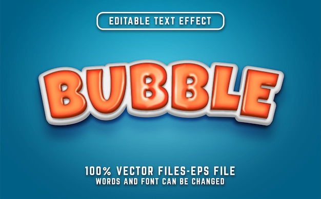 Bubble 3d teksteffect. bewerkbaar teksteffect met premium vectoren in cartoonstijl Premium Vector