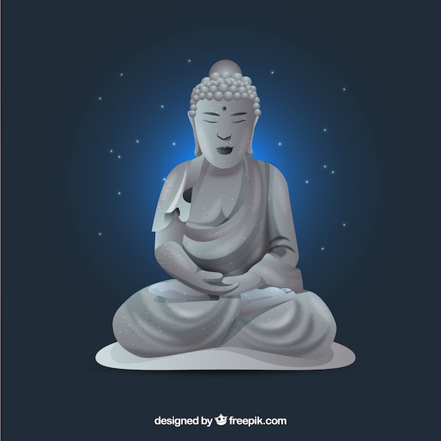 Gratis vector budha-standbeeld met realistisch ontwerp