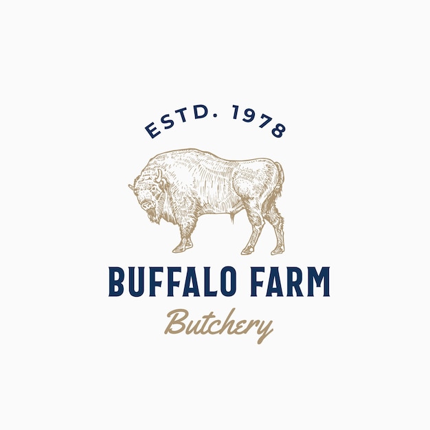 Buffalo farm butchery abstract teken, symbool of logo sjabloon. Gratis Vector