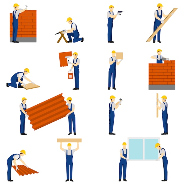 Gratis vector builders people set