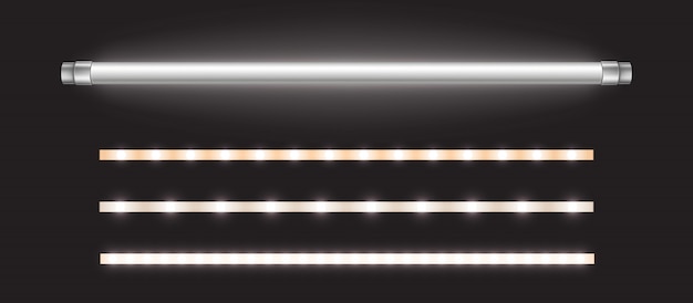 Buislamp en ledstrips, lange fluorescentielamp