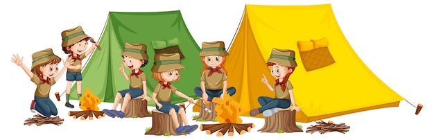 Buiten kamperen met scout kids