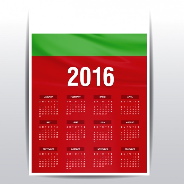 Gratis vector bulgarije kalender van 2016