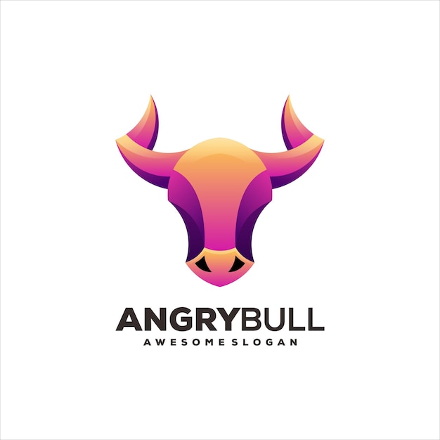 Gratis vector bull kleurrijke gradiënt logo